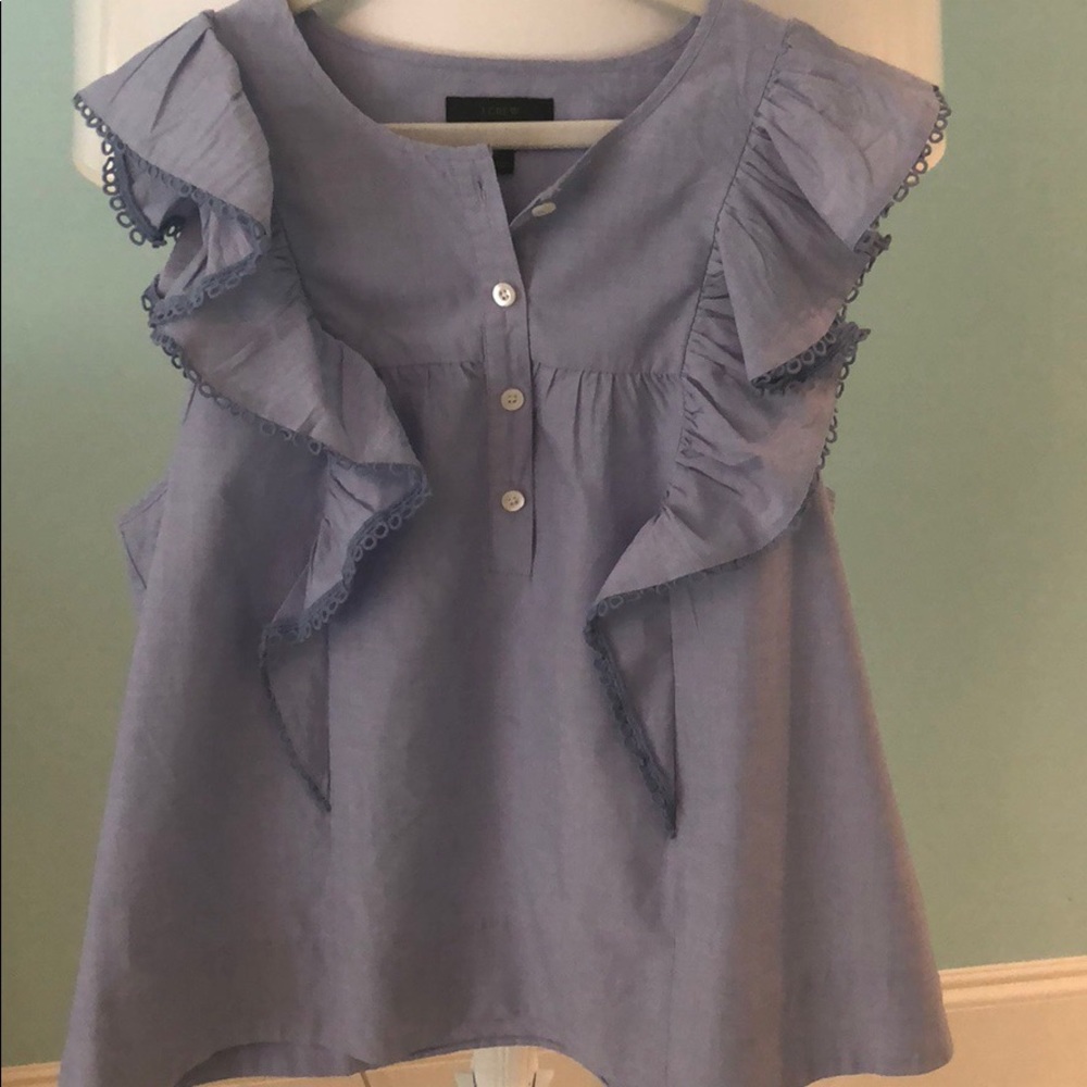 J. Crew ruffle button up short sleeve